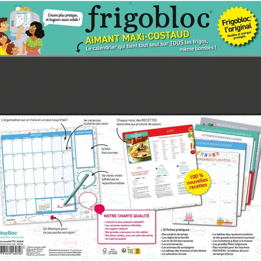 Frigobloc Mensuel 4 couleurs - Calendrier / mois