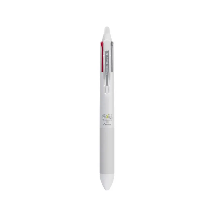 Frixion Ball 4 Couleurs - Roller encre gel effaçable - corps blanc - pointe fine