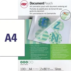 GBC - 100 pochettes de plastification A4 (216 x 303 mm) - 2 x 80 microns - brillantes