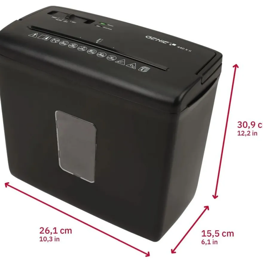 Genie 440X II - destructeur de documents coupe croisée - 4 feuilles - Corbeille 9 litres -