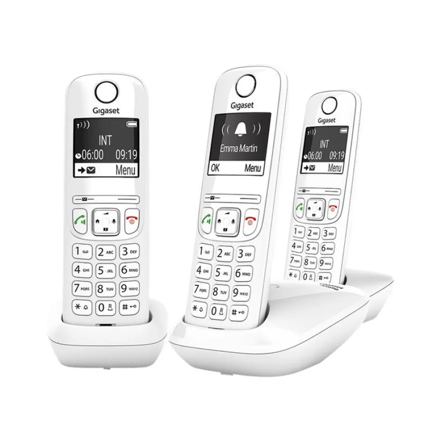 Gigaset AS690 Trio - téléphone sans fil + 2 combinés supplémentaires - blanc