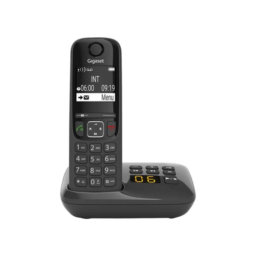 Gigaset AS690A Four - téléphone sans fil + 3 combinés supplémentaires - avec répondeur - noir