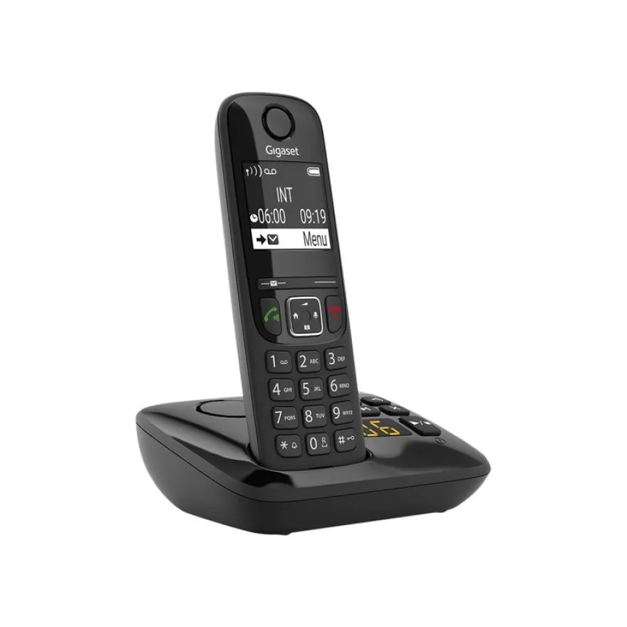 Gigaset AS690A Four - téléphone sans fil + 3 combinés supplémentaires - avec répondeur - noir
