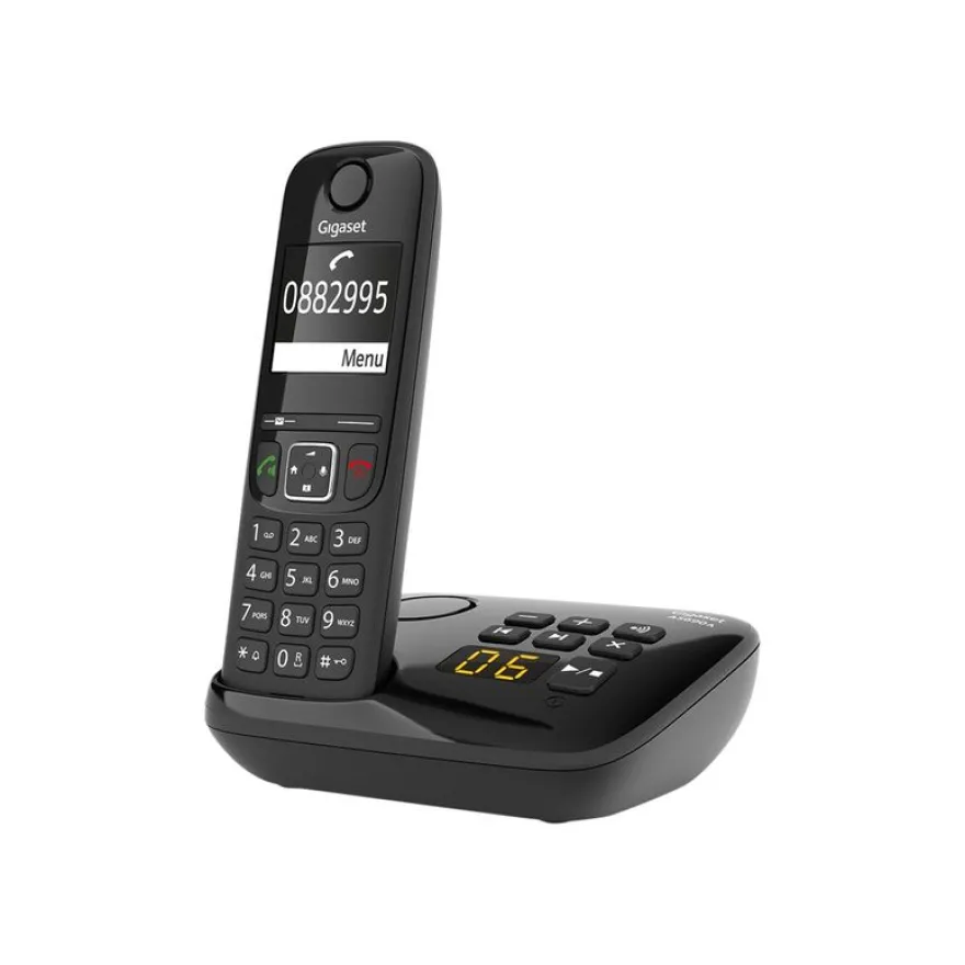 Gigaset AS690A Four - téléphone sans fil + 3 combinés supplémentaires - avec répondeur - noir
