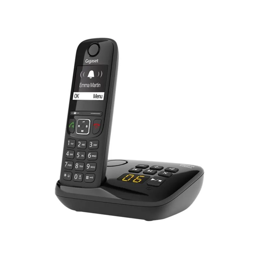 Gigaset AS690A Four - téléphone sans fil + 3 combinés supplémentaires - avec répondeur - noir