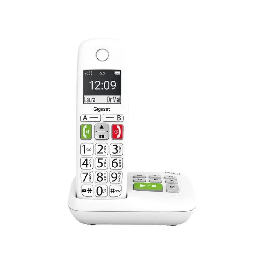 Gigaset E290A - téléphone sans fil à grosse touche - avec répondeur - blanc