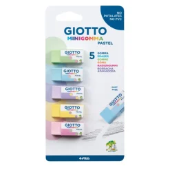 GIOTTO - Pack de 5 gommes - couleurs pastels assorties