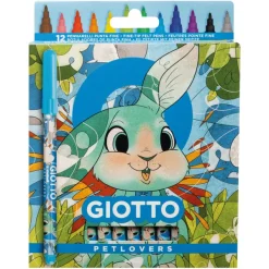 Giotto - Étui 12 feutres fins Petlovers - Lapin