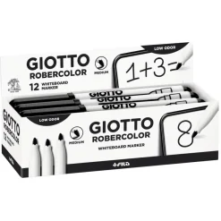 GIOTTO ROBERCOLOR - 12 Feutres tableau blanc - pointe ogive medium 4mm noir