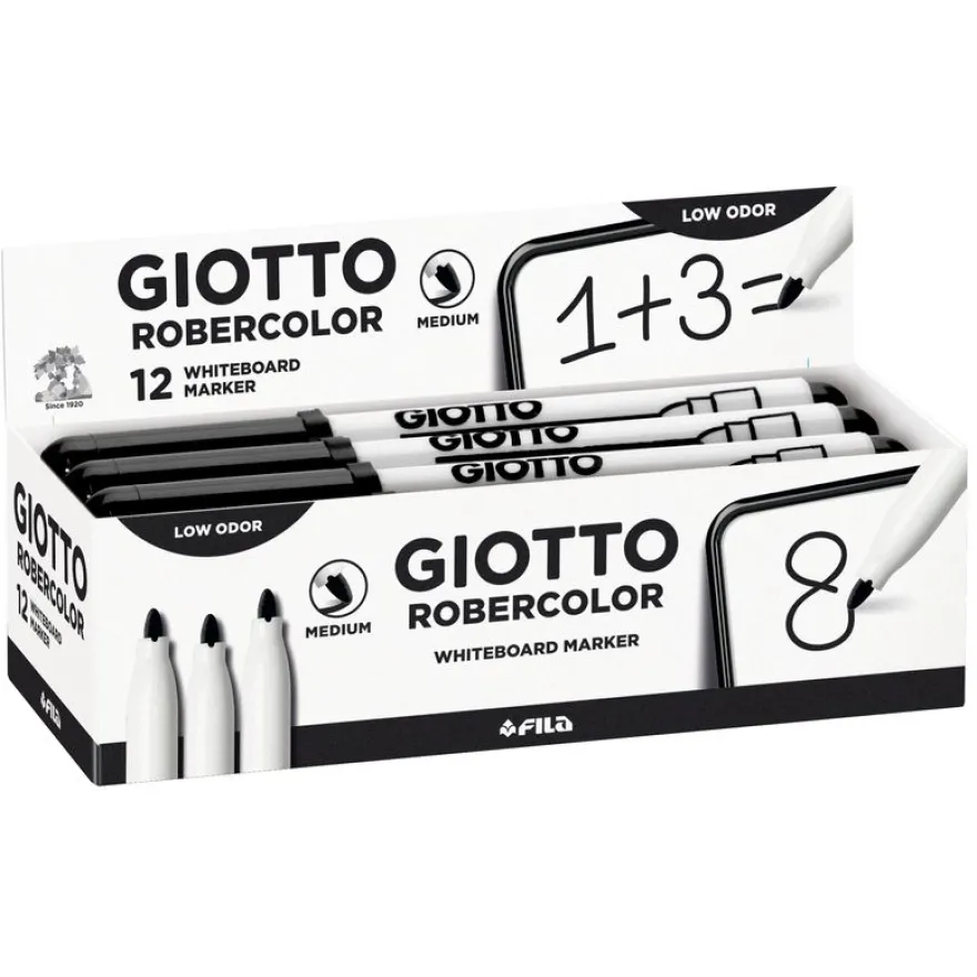 GIOTTO ROBERCOLOR - 12 Feutres tableau blanc - pointe ogive medium 4mm noir