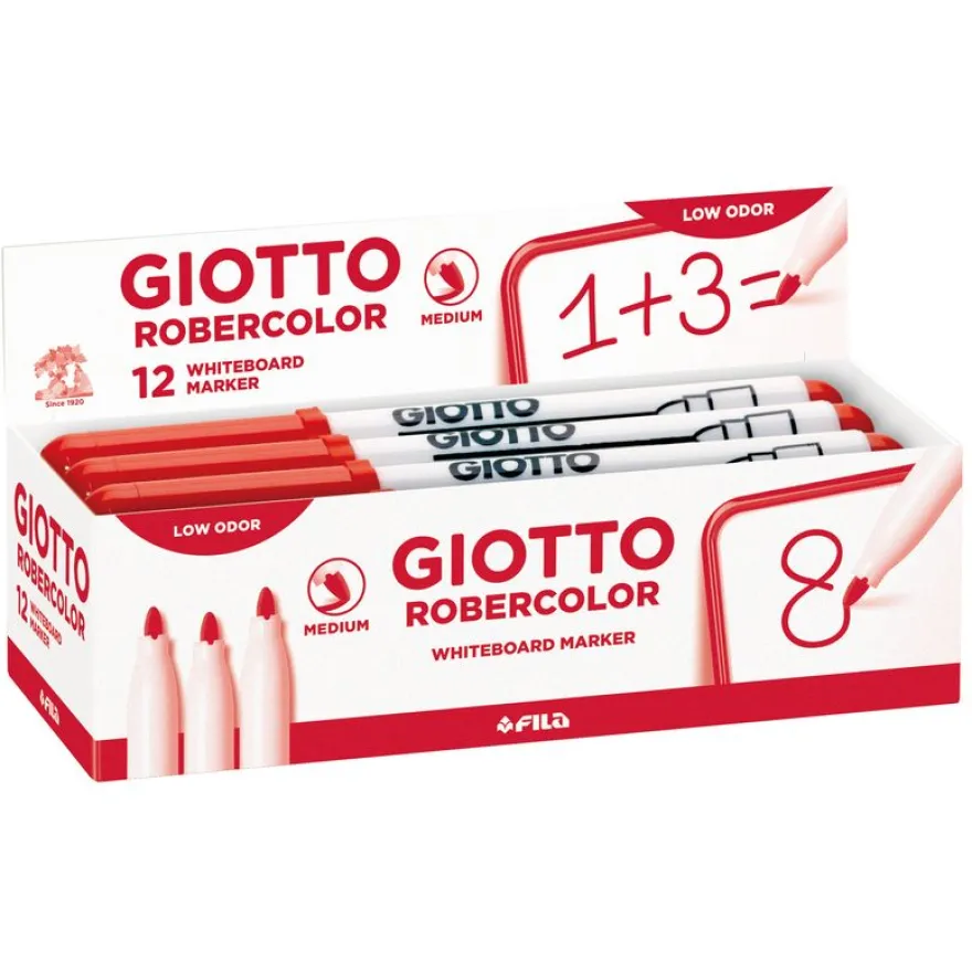 GIOTTO ROBERCOLOR - 12 Feutres tableau blanc - pointe ogive medium 4mm rouge