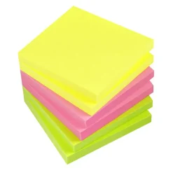 Global Notes - Pack de 6 Blocs - Notes adhésives - Pouvoir 3 fois plus adhésif - 80 feuilles - 75 x 75 mm - couleurs assorties