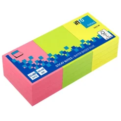 Global Notes - Pack de 12 Blocs - Notes adhésives 80 feuilles - 50 x 40 mm - couleurs assorties