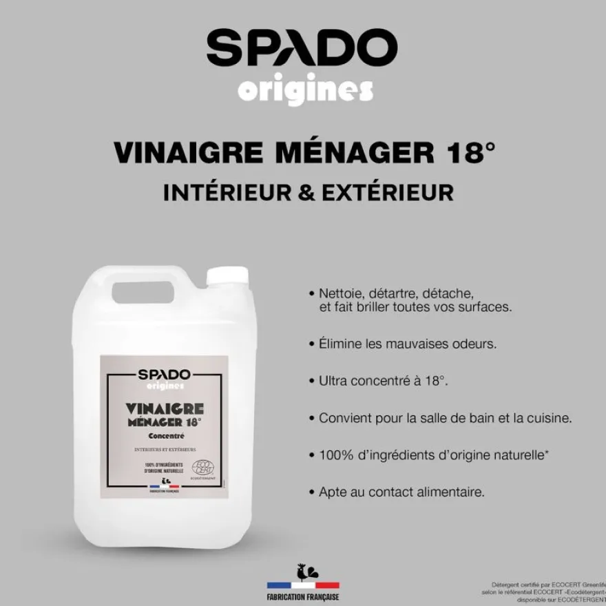 Gloss - Vinaigre Blanc ultra concentré - produit de nettoyage / détartrage - 5L