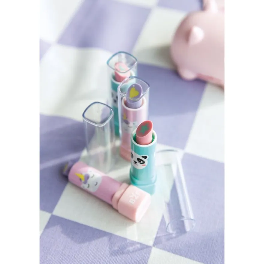 Gomme fantaisie Licorne en forme de rouge à lèvres - accessoire scolaire Back 2 Fun