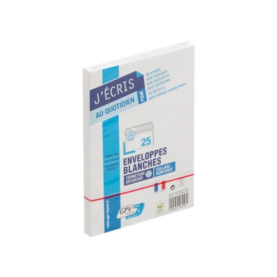 GPV - 25 Enveloppes C6 114 x 162 mm - 90 gr - sans fenêtre - blanc - bande adhésive
