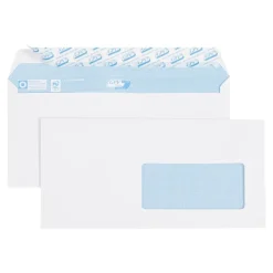GPV - 500 Enveloppes DL 110 x 220 mm - 90 gr - fenêtre 45x100 mm - blanc - bande adhésive ouverture rapide