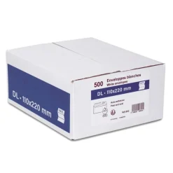GPV - 500 Enveloppes DL 110 x 220 mm - 80 gr - sans fenêtre - blanc - bande adhésive