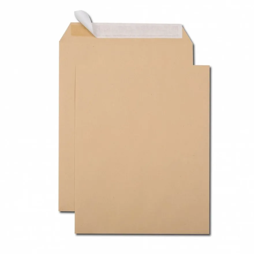 GPV - 250 Pochettes Enveloppes 24 260 x 330 mm - 90 gr - sans fenêtre - kraft - bande adhésive