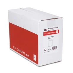 GPV - 250 Pochettes Enveloppes C4 229 x 324 mm - 90 gr - sans fenêtre - blanc - bande adhésive