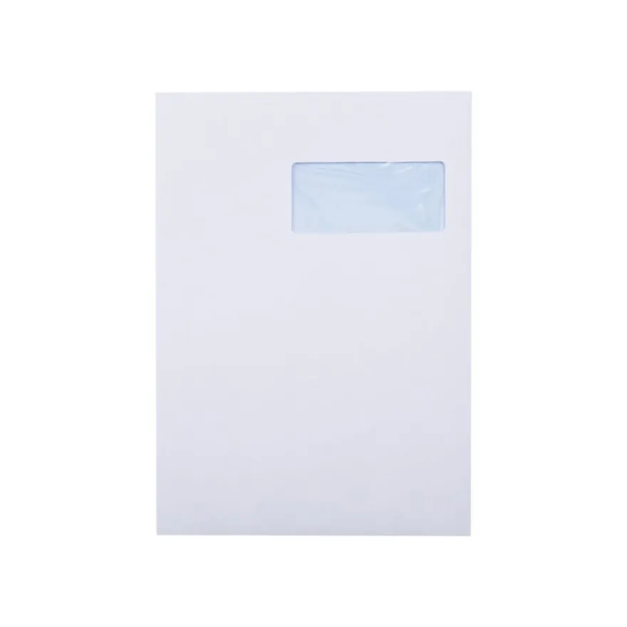 GPV - 250 Pochettes Enveloppes C4 229 x 324 mm - 90 gr - fenêtre 50x110 mm - blanc - bande adhésive