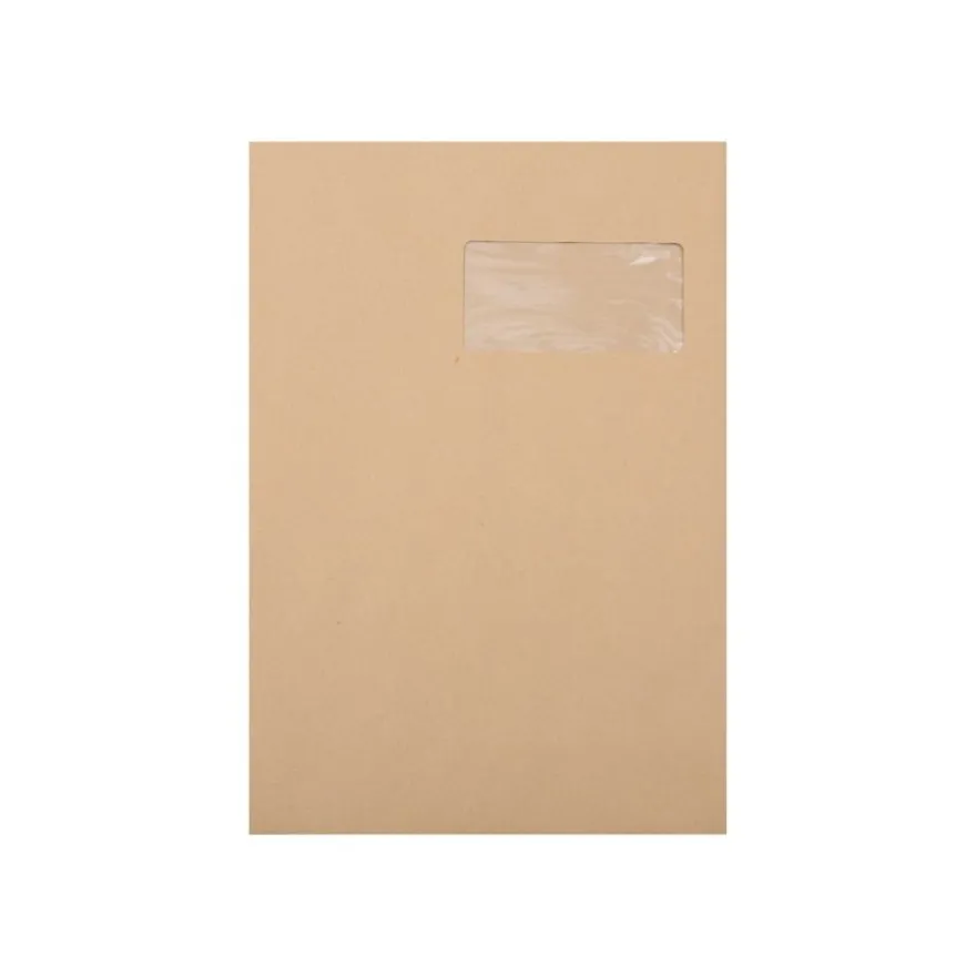 GPV - 250 Pochettes Enveloppes C4 229 x 324 mm - 90 gr - fenêtre 50x100 mm - kraft - bande adhésive