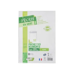 GPV Green - 10 Enveloppes recyclées C4 229 x 324 mm - 90 gr - sans fenêtre - blanc - bande adhésive