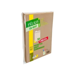 GPV Green - 50 Pochettes Enveloppes + 10 gratuites C4 229 x 324 mm - 90 gr - sans fenêtre - kraft - bande adhésive