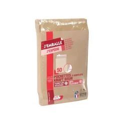 GPV Pack'n Post - 50 Pochettes kraft à soufflets C4 229 x 324 mm - 120 gr - bande auto-adhésive