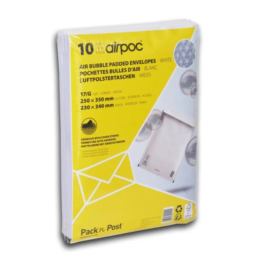 GPV Pack'n Post - 10 Pochettes bulles - 250 x 350 mm - bande de protection