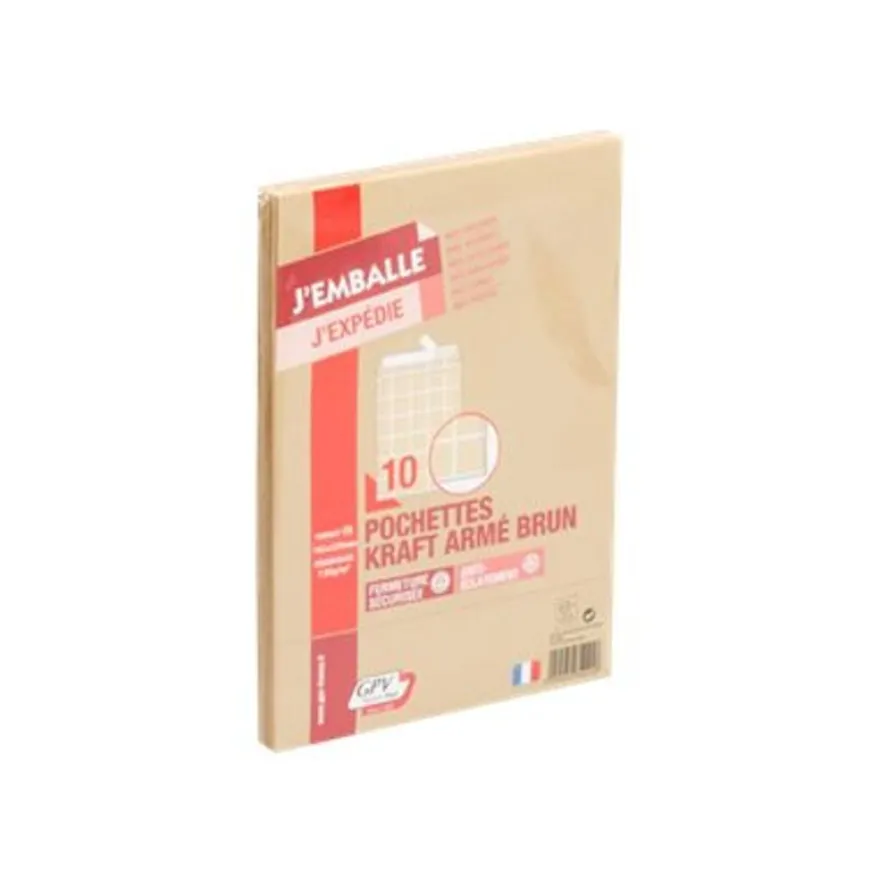 GPV Pack'n Post - 10 Pochettes kraft C5 162 x 229 mm - 130 gr - bande auto-adhésive