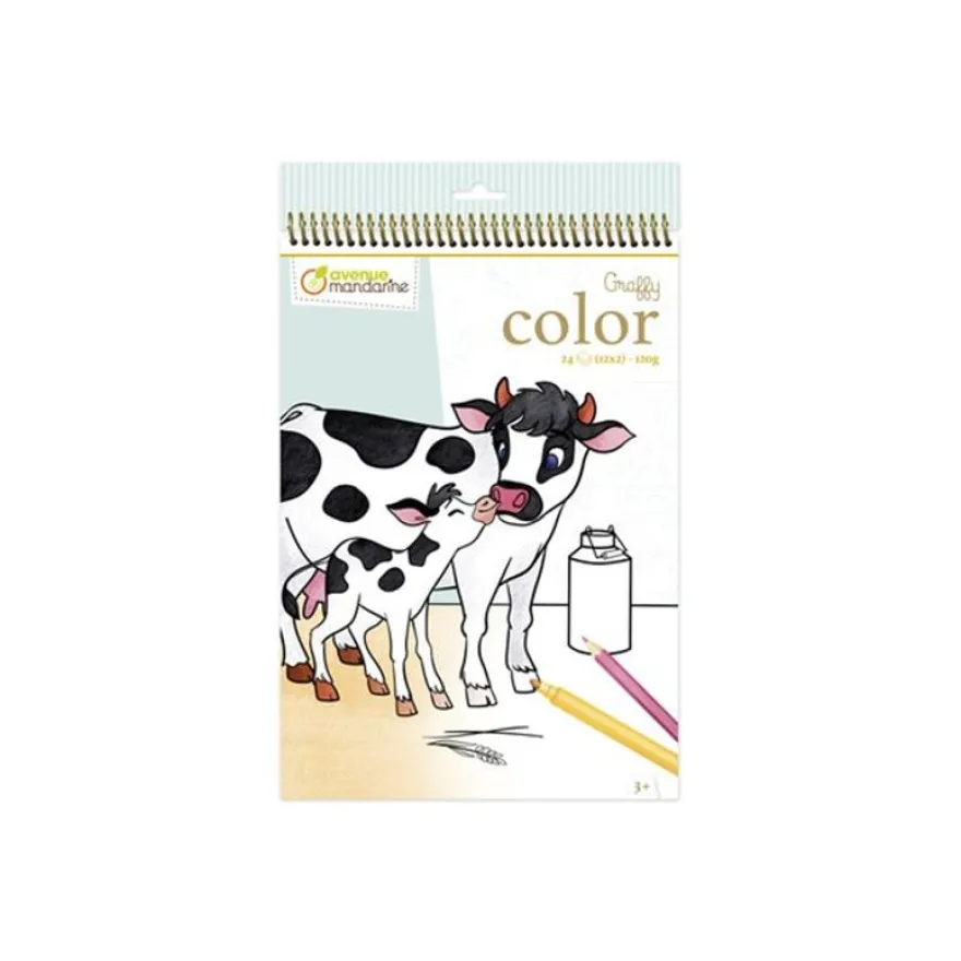 Graffy Color, Mum-Baby farm animals - livre à colorier (relié par spirale)
