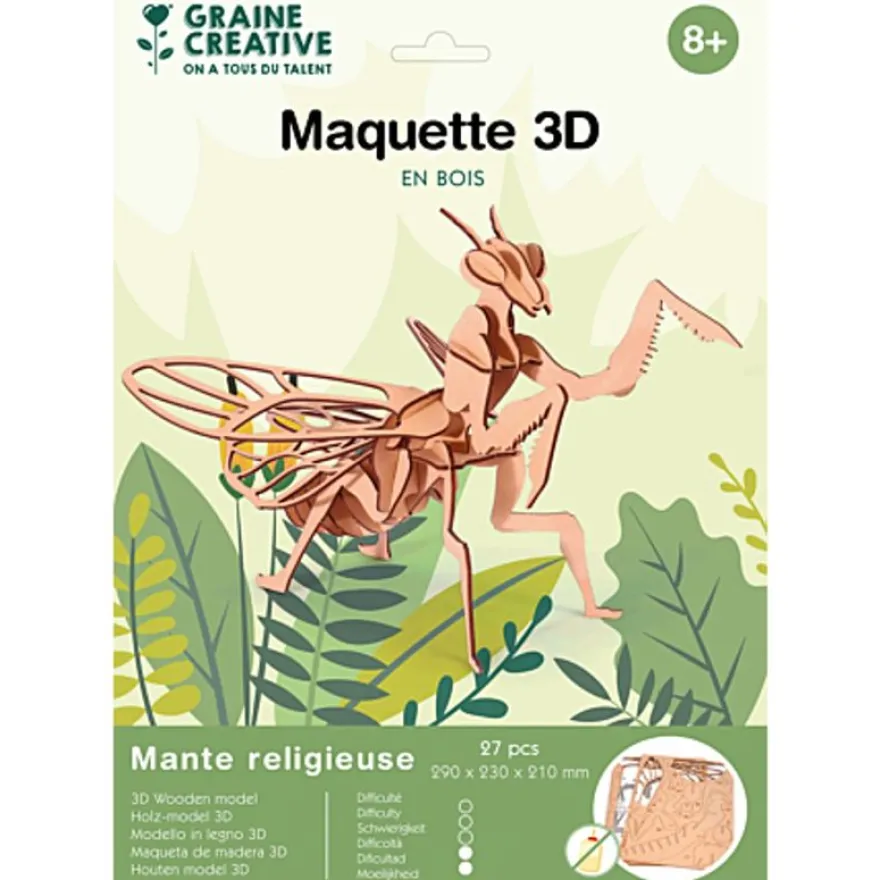 Graine Créative - Maquette 3D Mante Religieuse en Bois - Kit Créatif
