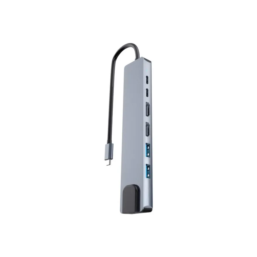 iClick - Hub 7-in-1 - dual 4K display - 2 x SuperSpeed USB 3.0 + 2 x USB-C + 1 x Ethernet 1 GigabitEthernet + 2 x HDMI