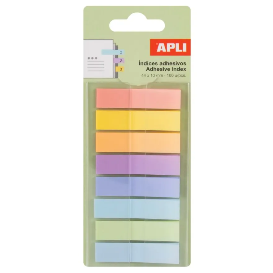 Index adhésifs pastel 44×10 mm - 160 pièces - 8 couleurs - repositionnables - idéal pour cours - chapitres et révisions