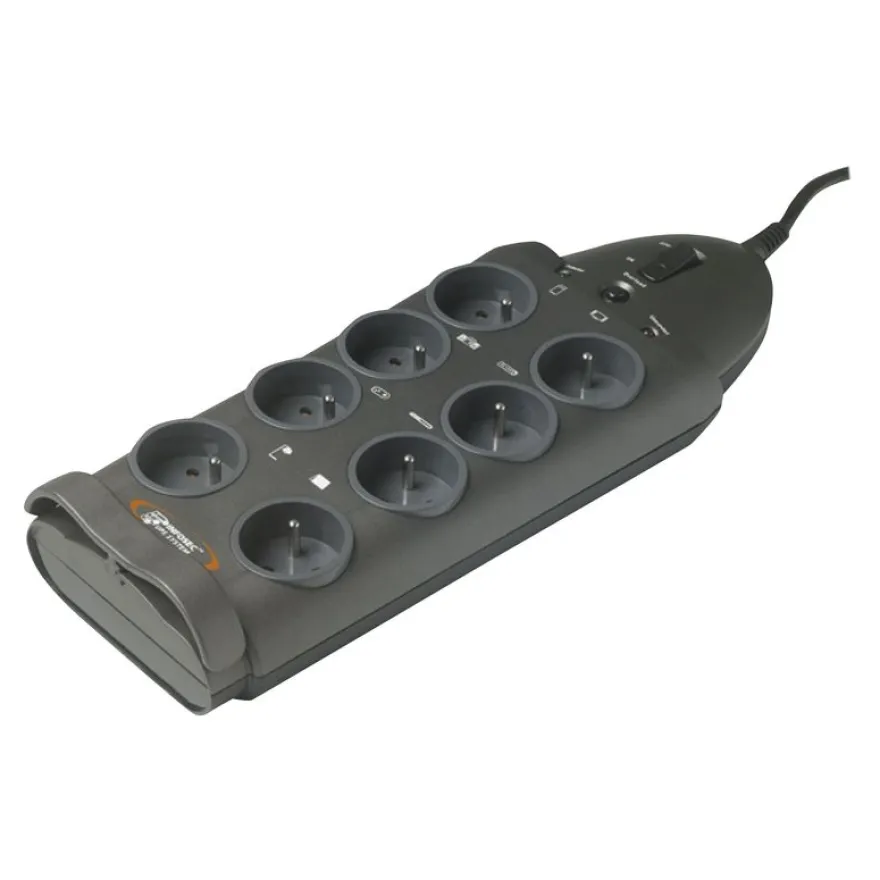 INFOSEC S8 - Multiprise parafoudre 8 prises - parasurtenseur 2500 W