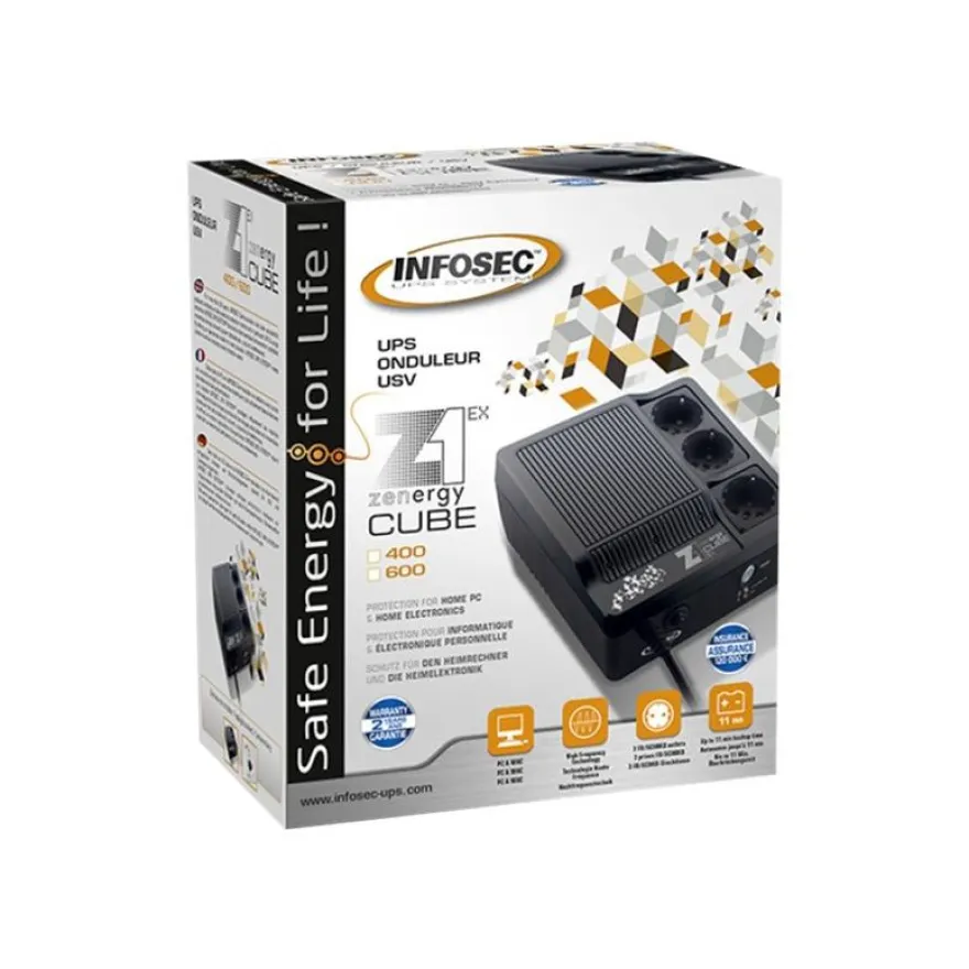 INFOSEC Zenergy EX 400 - Onduleur 3 prises - 400 VA