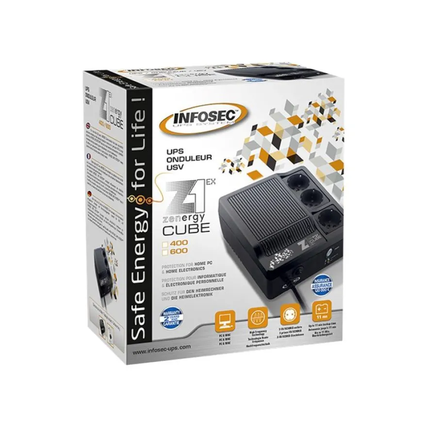 INFOSEC Zenergy EX 600 - Onduleur 3 prises - 600 VA
