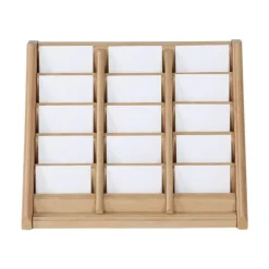 INOVSHOP - Présentoir de carte de visites mural - 3 x 5 compartiments - bois foncé