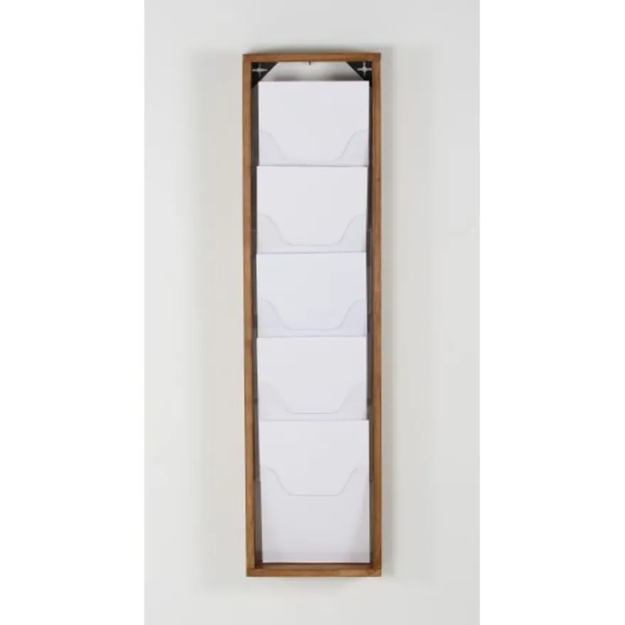 INOVSHOP - Présentoir de journaux mural - 4 x 5 compartiments A4 - bois naturel