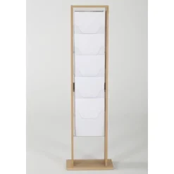 INOVSHOP - Présentoir de journaux de sol - 1 x 5 compartiments A4 - bois naturel