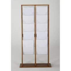 INOVSHOP - Présentoir de journaux de sol - 2 x 5 compartiments A4 - bois foncé