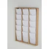 INOVSHOP - Présentoir de journaux mural - 3 x 5 compartiments A4 - bois naturel