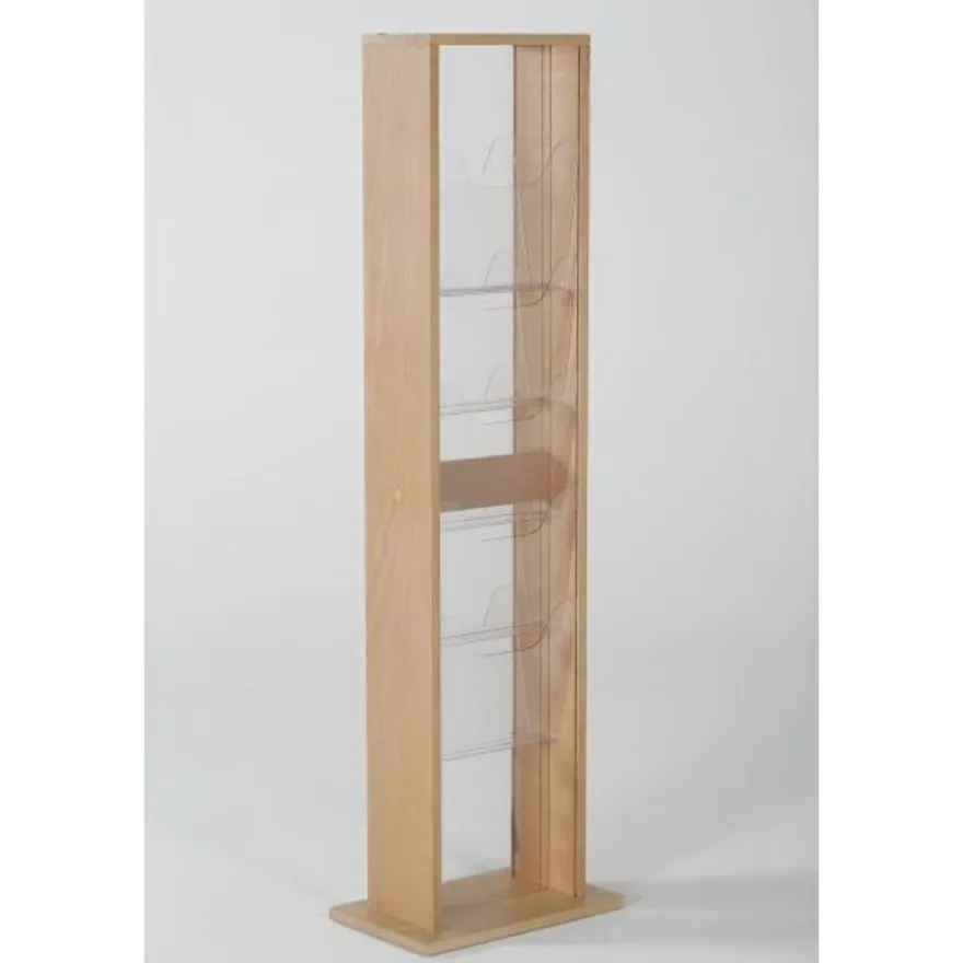 INOVSHOP - Présentoir de journaux de sol - 1 x 5 compartiments A4 - bois foncé