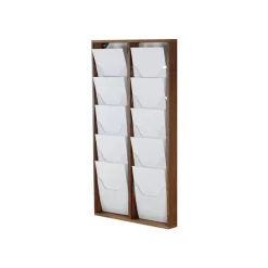 INOVSHOP - Présentoir de journaux mural - 2 x 5 compartiments A4 - bois naturel