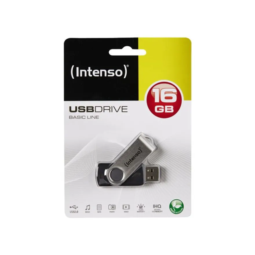 Intenso Basic Line - Clé USB - 16 Go - USB 2.0 - noir et argent