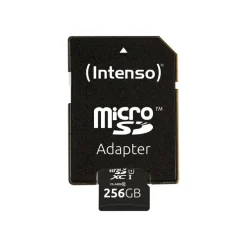 Intenso Premium - Carte mémoire flash (adaptateur microSDXC vers SD inclus) - 256 Go - UHS-I / Class10