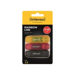 Intenso Rainbow Line - Clé USB 32 Go - USB 2.0 - noir, jaune, rouge (pack de 3)