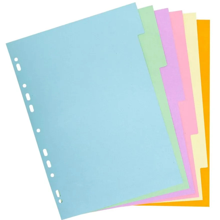 Intercalaire 6 positions format - A4 - carton recyclée - pastel