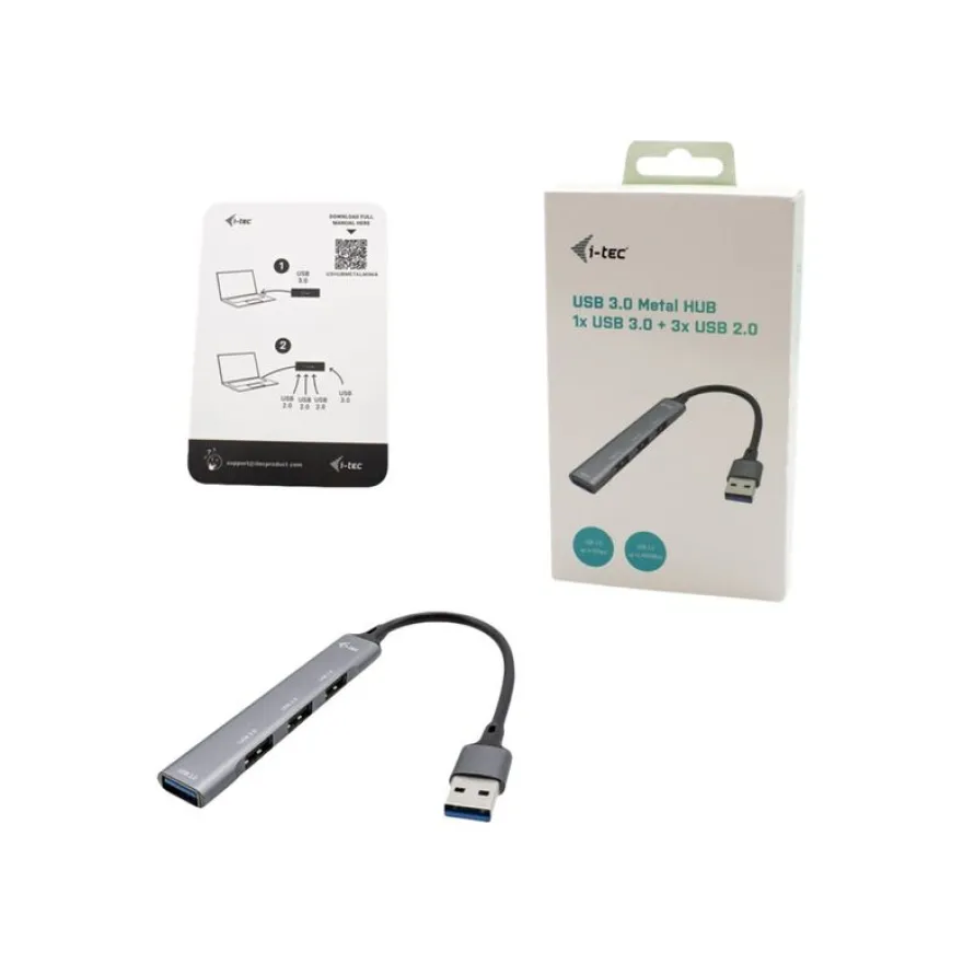 i-Tec - Hub - 1 x SuperSpeed USB 3.0 + 3 x USB 2.0 - de bureau